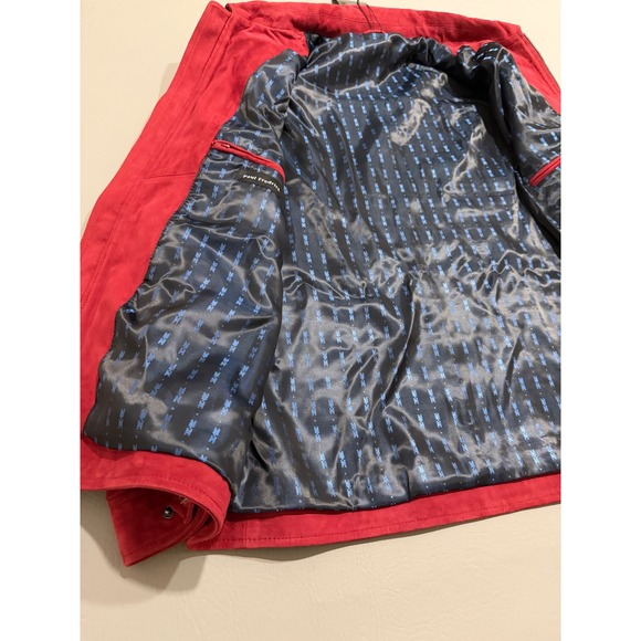 Paul Fredrick Suede Leather Jacket Mens L Red New Zip Front Harrington jacket - Picture 7 of 16